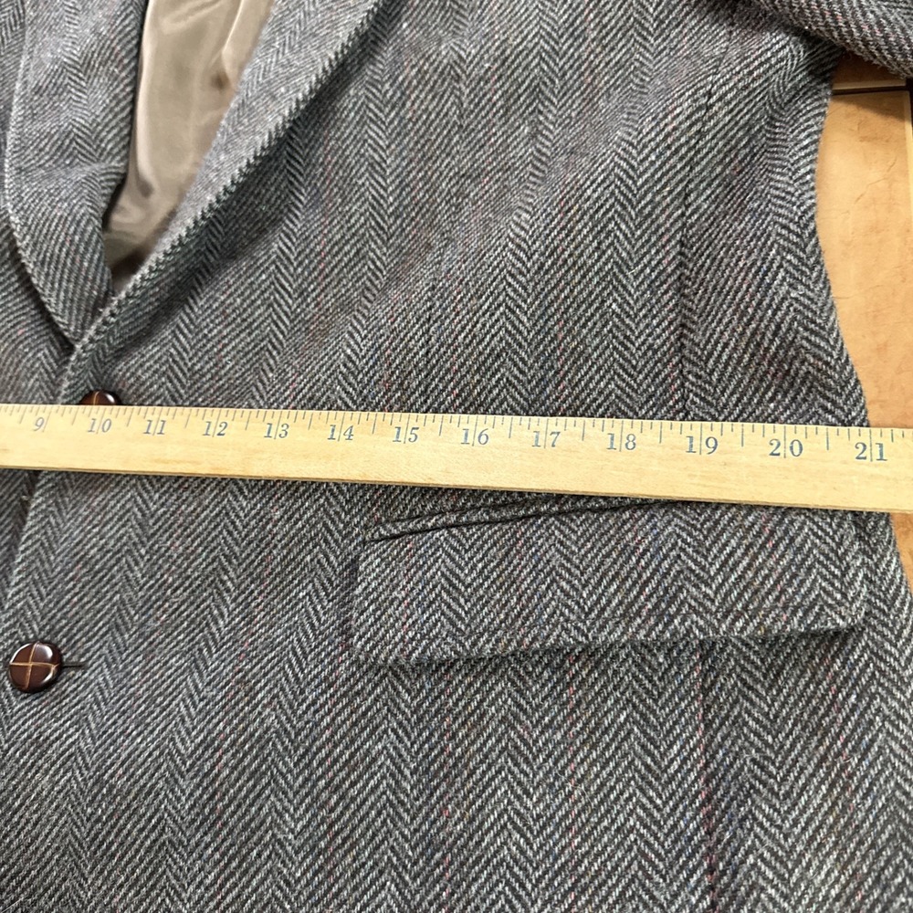 VTG Haggar Mens Gray Donegal Herringbone Tweed Wool Sport Coat Blazer Jacket 42L - Picture 11 of 12